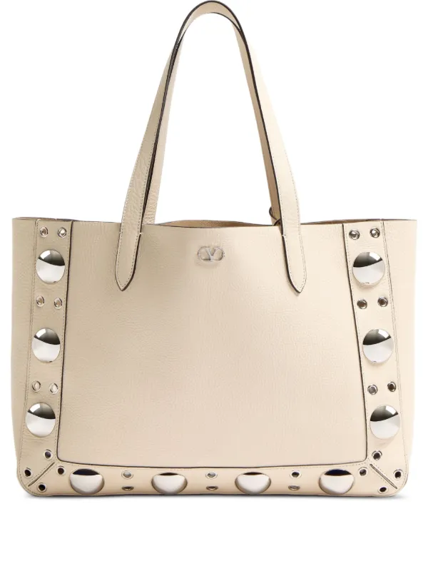 Valentino Garavani Medium Nellcôte Tote Bag in Neutrals