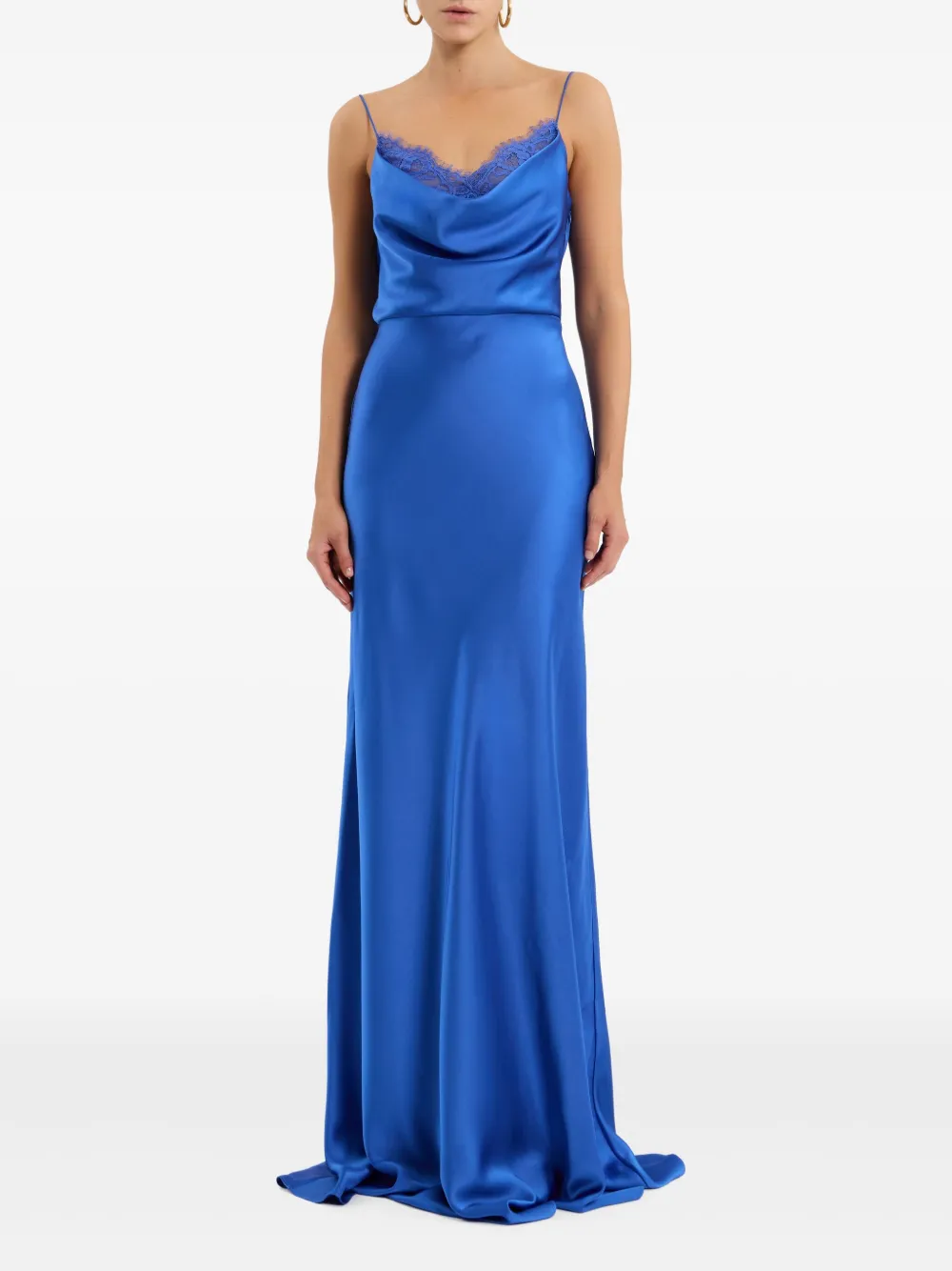 Rebecca Vallance R VALLANCE REMI STRP LACE INSERT GOWN BLUE - Blauw