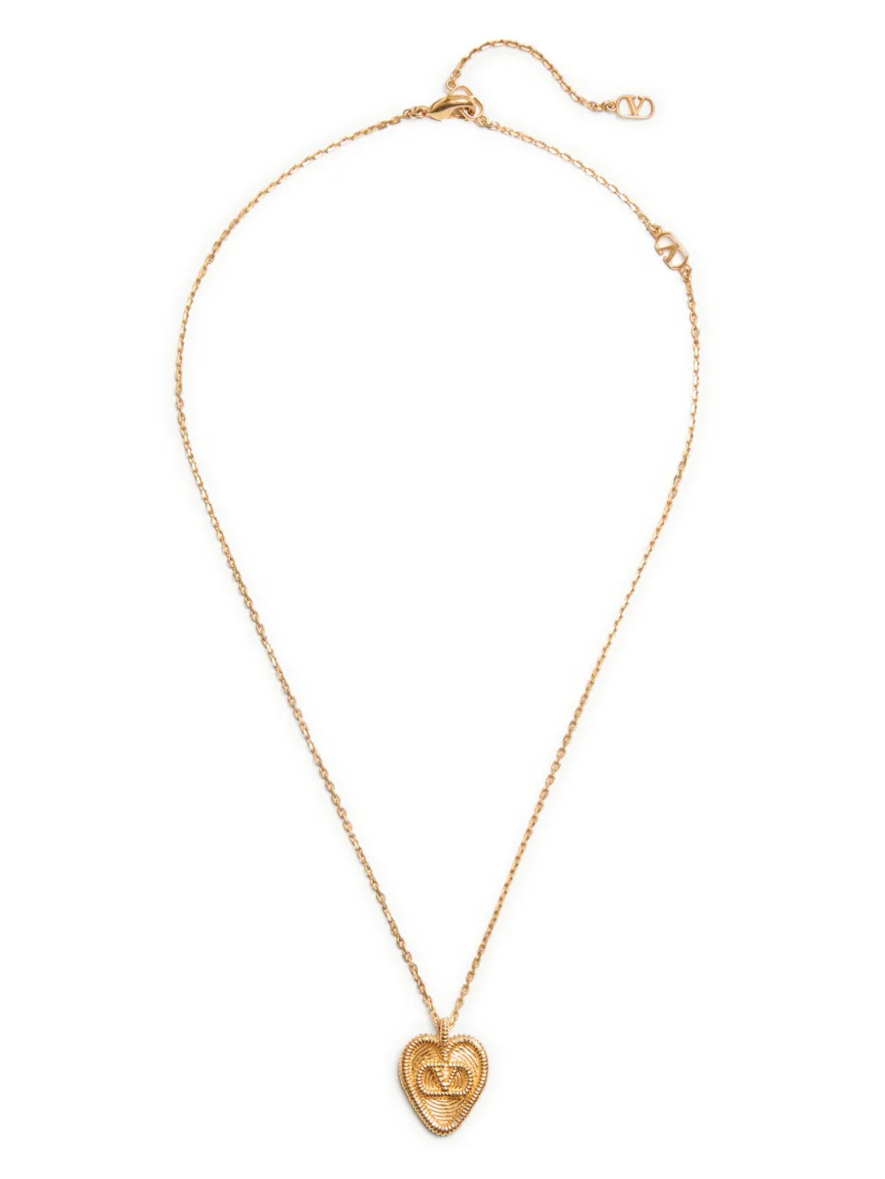 Valentino Heart Vlogo Pendant Necklace In Gold
