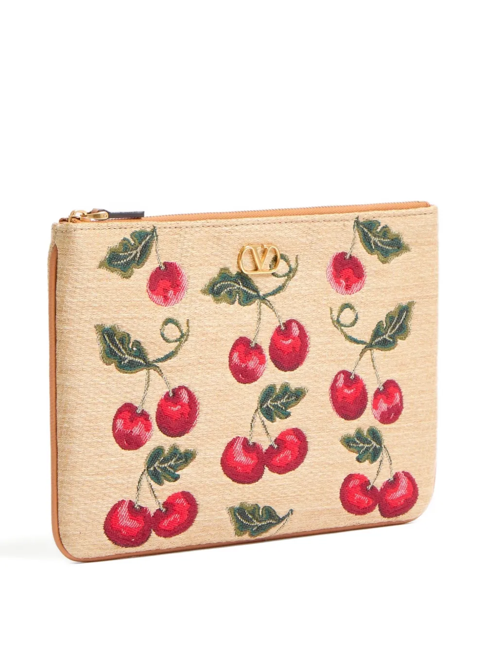  Valentino Garavani Vlogo Signature Cherryfic-print Clutch Bag - Neutrals 