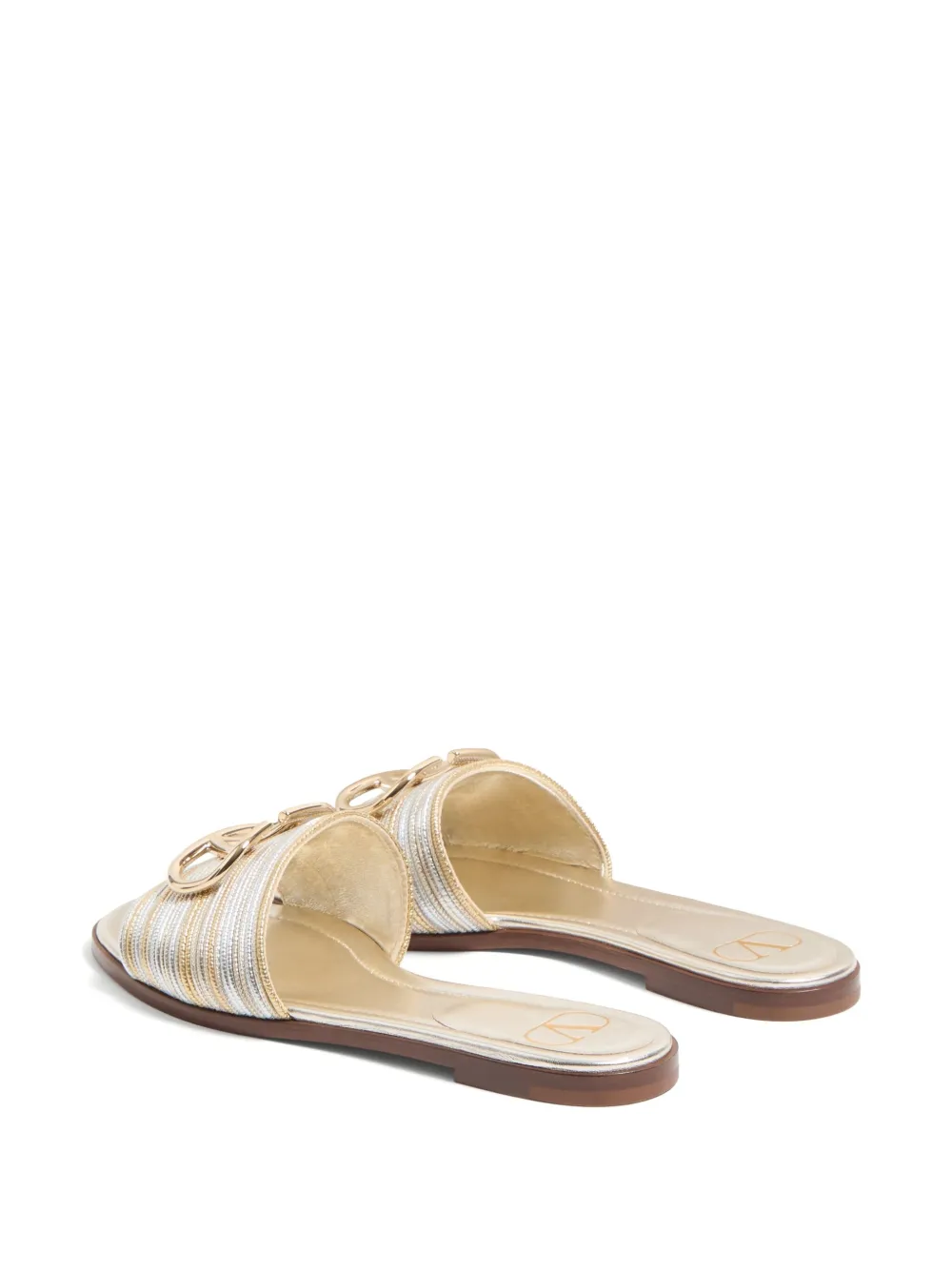 Valentino Garavani VLogo Signature embroidered sandals Silver
