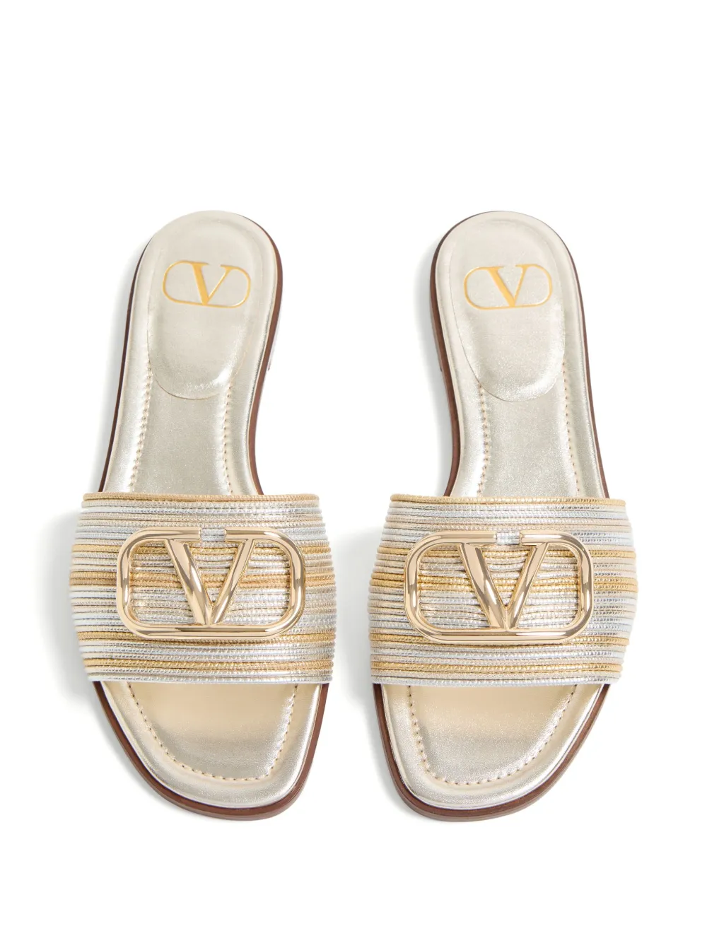 Valentino Garavani VLogo Signature embroidered sandals Silver