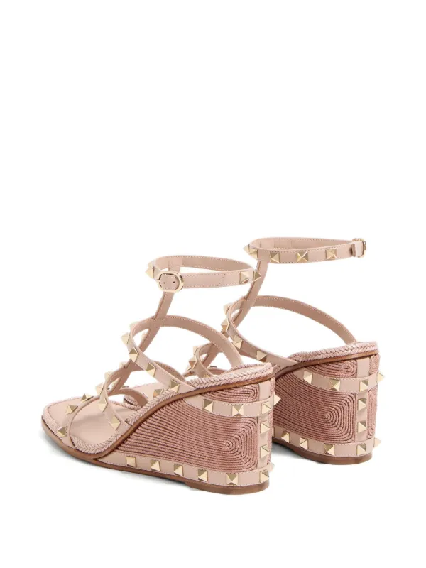 Valentino Garavani ロックスタッズ 80mm ウェッジサンダル | ピンク