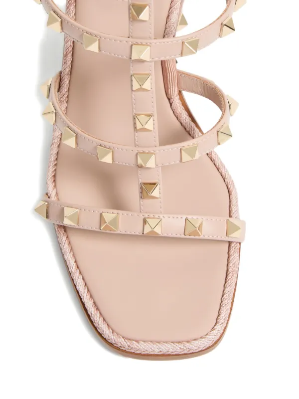 【5/23日〆】VALENTINOロックスタッズ ウェッジ サンダル 37サイズ Valentino Garavani ロックスタッズ 80mm ウェッジサンダル | ピンク