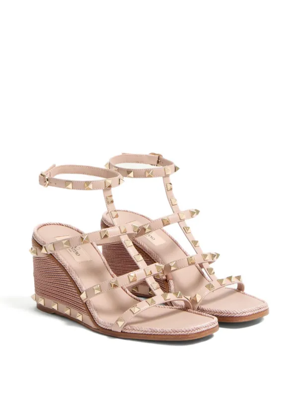 Valentino Garavani ロックスタッズ 80mm ウェッジサンダル | ピンク