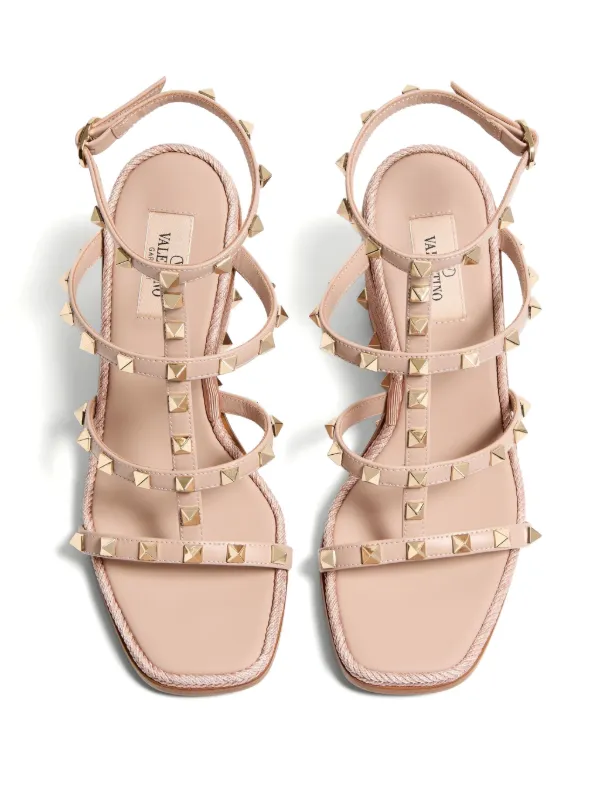 Valentino Garavani ロックスタッズ 80mm ウェッジサンダル | ピンク