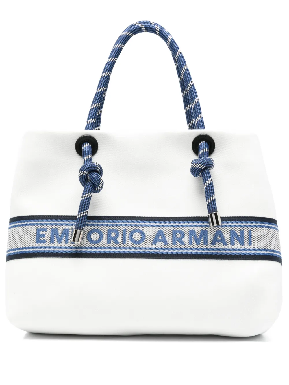 Shop Emporio Armani Logo-embroidered Tote Bag In White