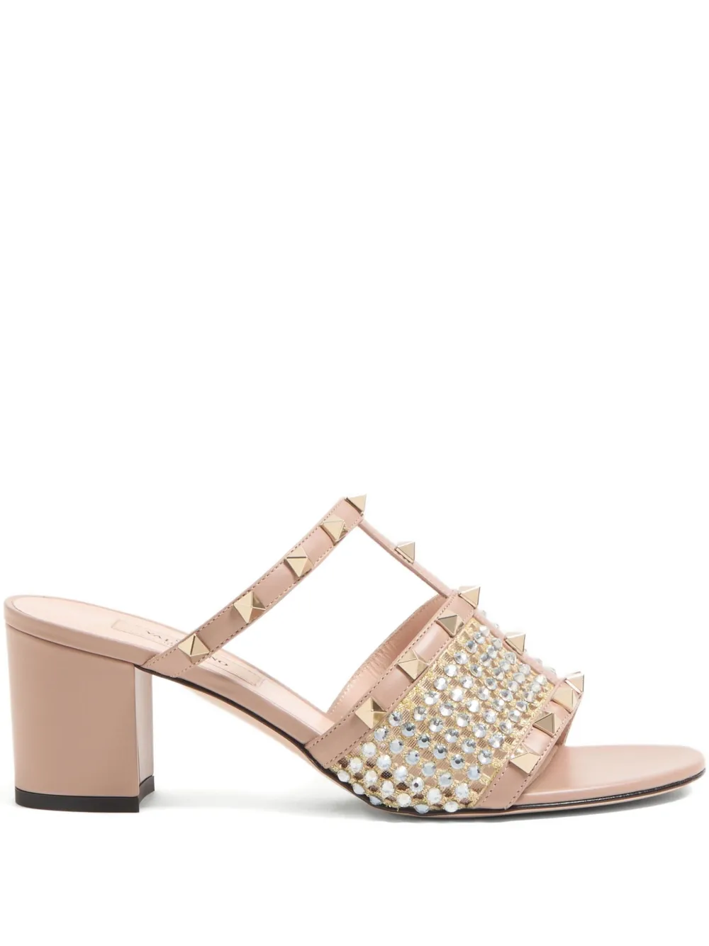 Valentino Garavani 60 mm Rockstud sandalen met borduurwerk Beige