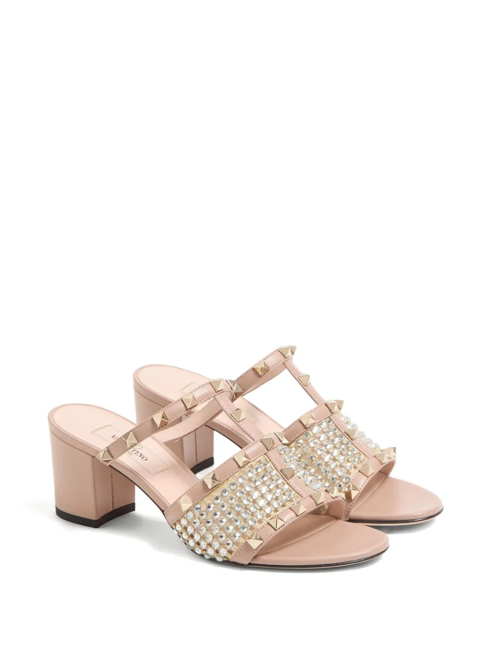 Valentino Garavani 60 mm Rockstud sandalen met borduurwerk Beige