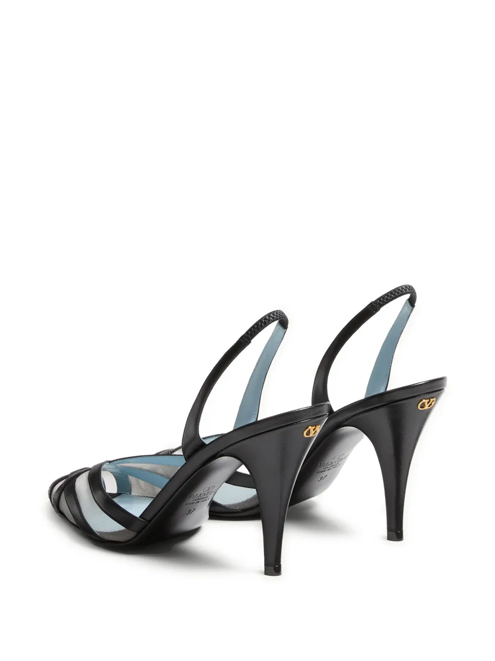 Valentino Impudance Leather And Mesh Slingback Pumps In Black