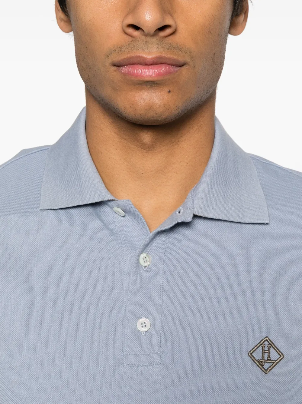 Herno Poloshirt met geborduurd logo Blauw
