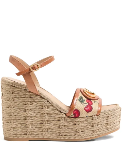 Sandales compensées à imprimé Cherryfic 120 mm - Valentino Garavani - Modalova