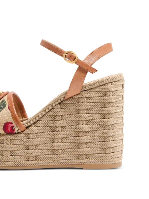 Valentino Garavani VLogo Signature Cherryfic Pattern Wedge Sandal