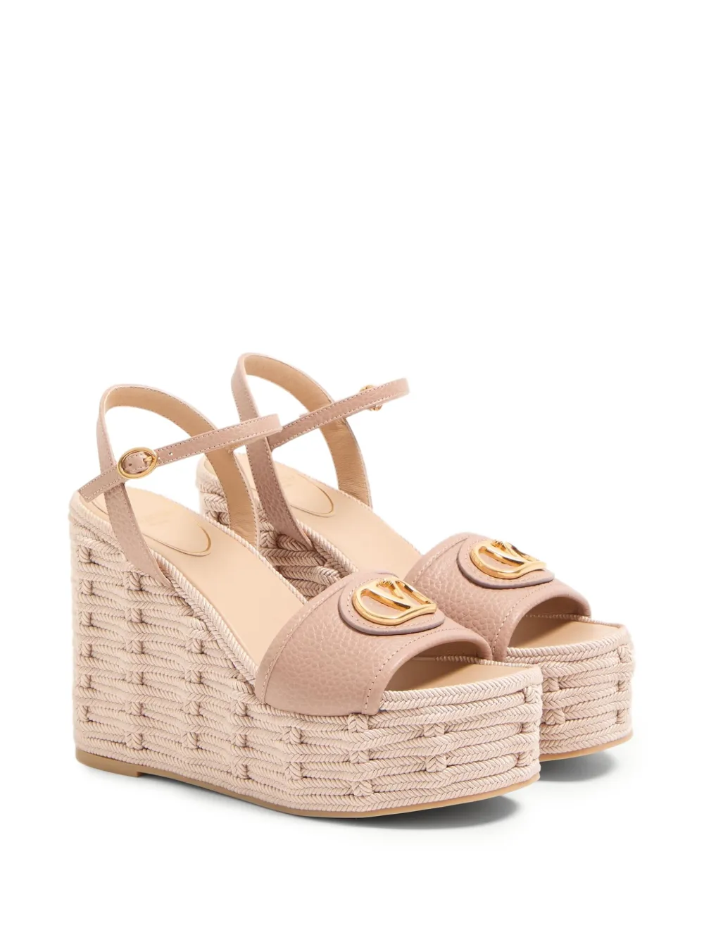 Valentino Wedge Espadrillas Vlogo Signature T. 45 In Neutrals