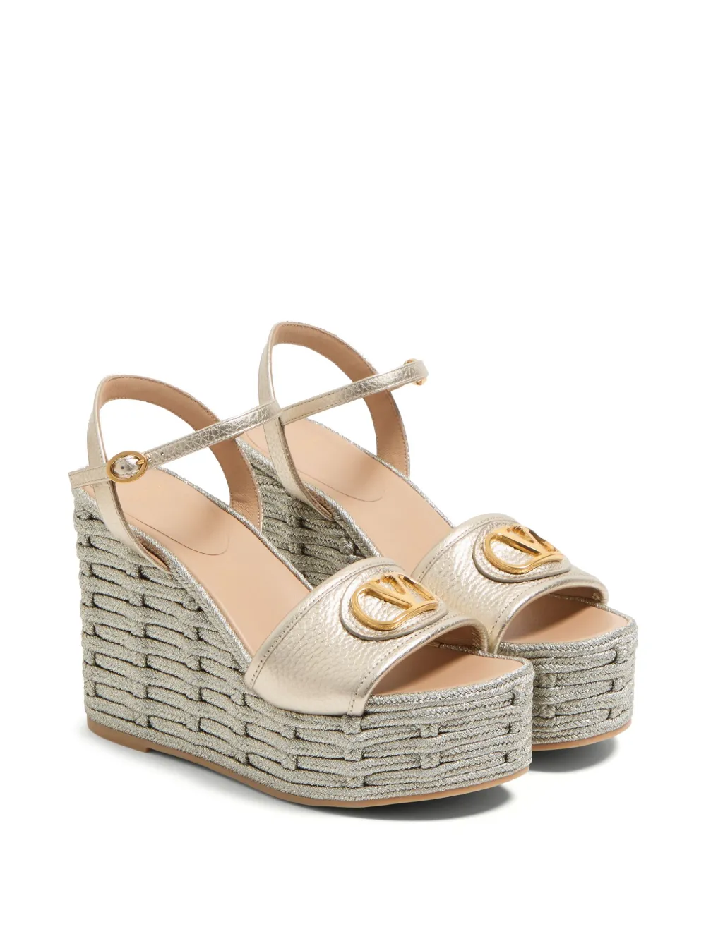 Valentino Garavani 120mm VLogo laminated sandals Neutrals