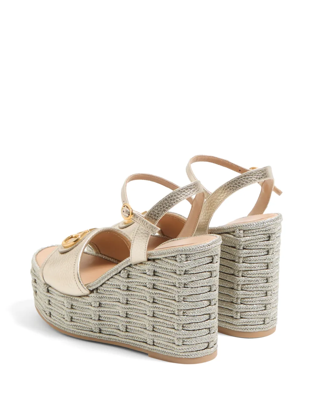 Valentino Garavani 120mm VLogo laminated sandals Neutrals