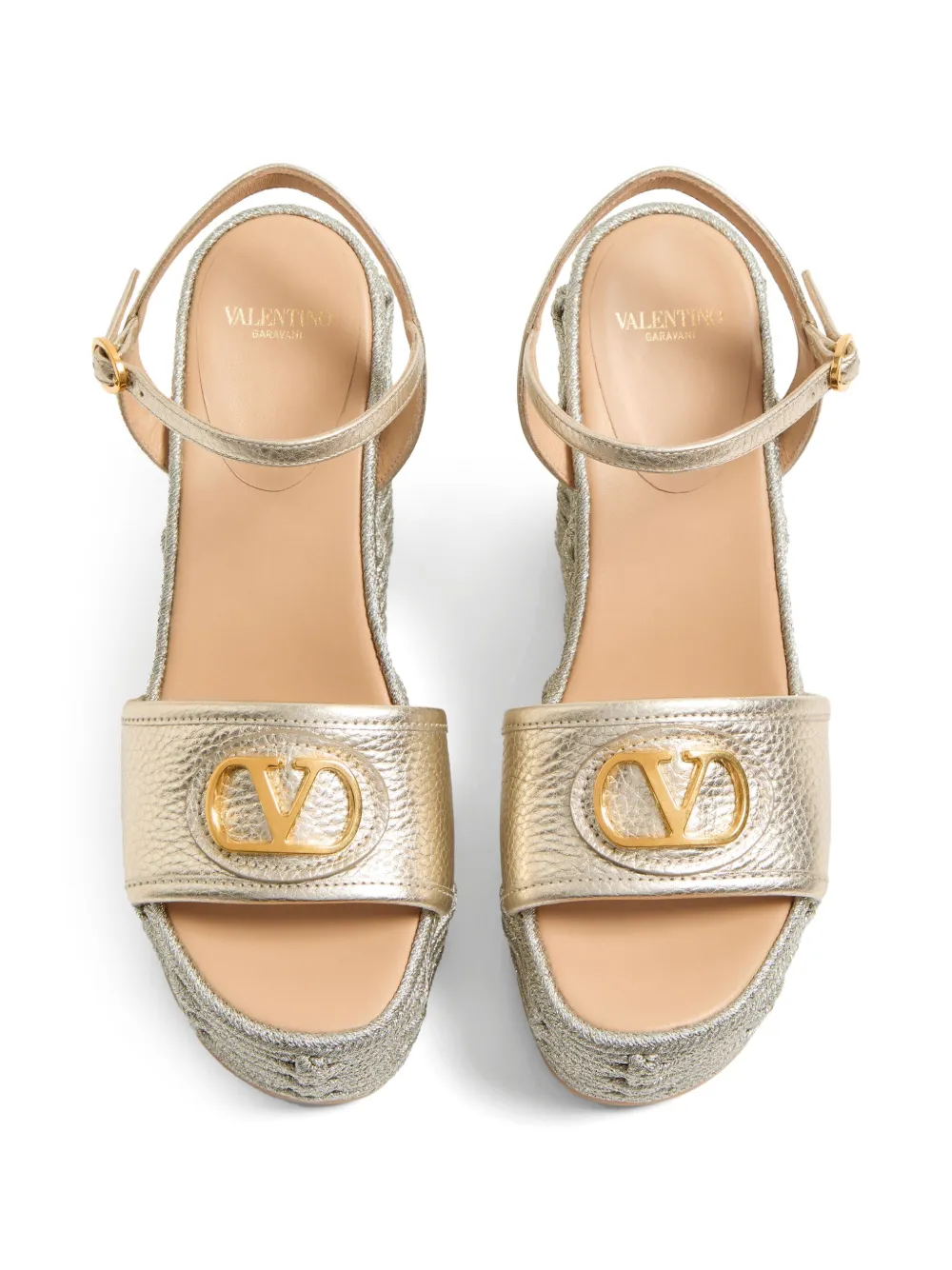 Valentino Garavani 120mm VLogo laminated sandals Neutrals