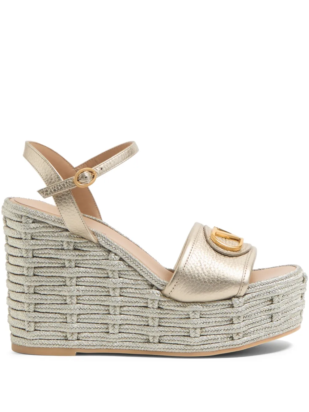 Valentino Garavani 120mm VLogo laminated sandals Neutrals