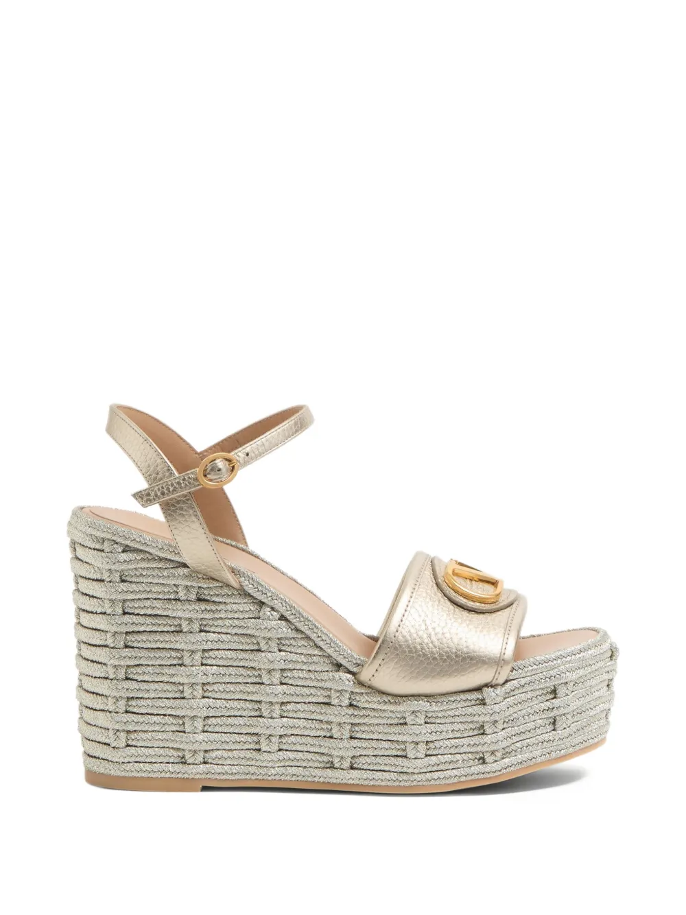Valentino Garavani 120 mm VLogo Signature sandalen met sleehak Beige