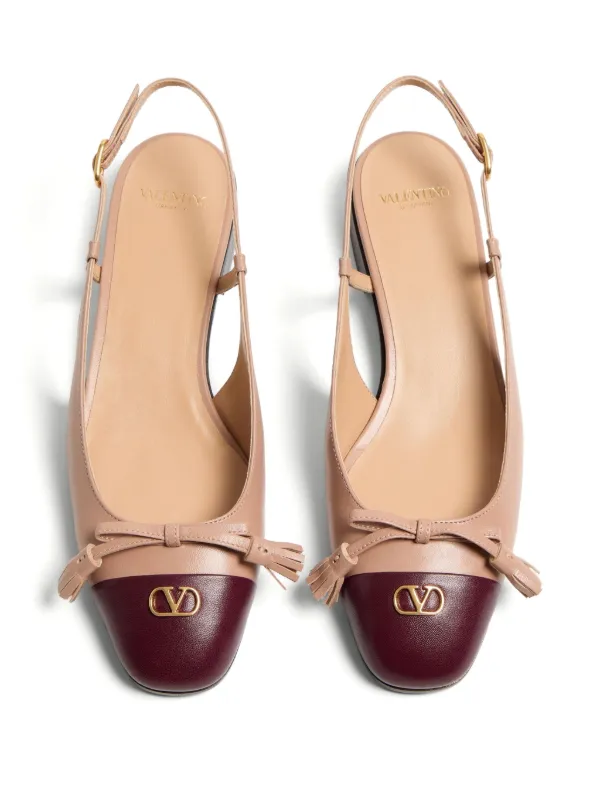 サンダル・ミュール Valentino Garavani Valet Du Roi Flat Slingbacks In Bicolor L Valentino Garavani 25mm Valet Du Roi Slingback Ballet Flats