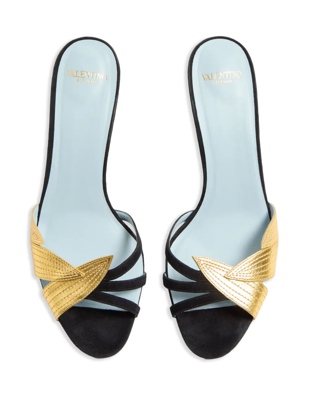 Valentino Foliefoliage 65 Suede Sandal In Black