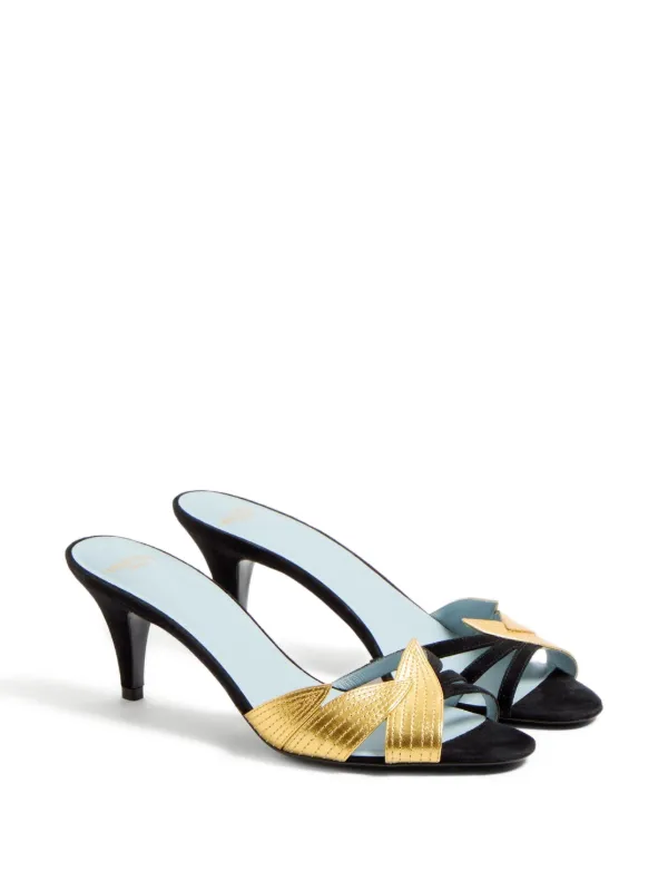 サンダル・ミュール Valentino Garavani Foliefoliage Sandal With Color-Block Valentino Garavani 65mm Foliefoliage Sandals | Black | FARFETCH