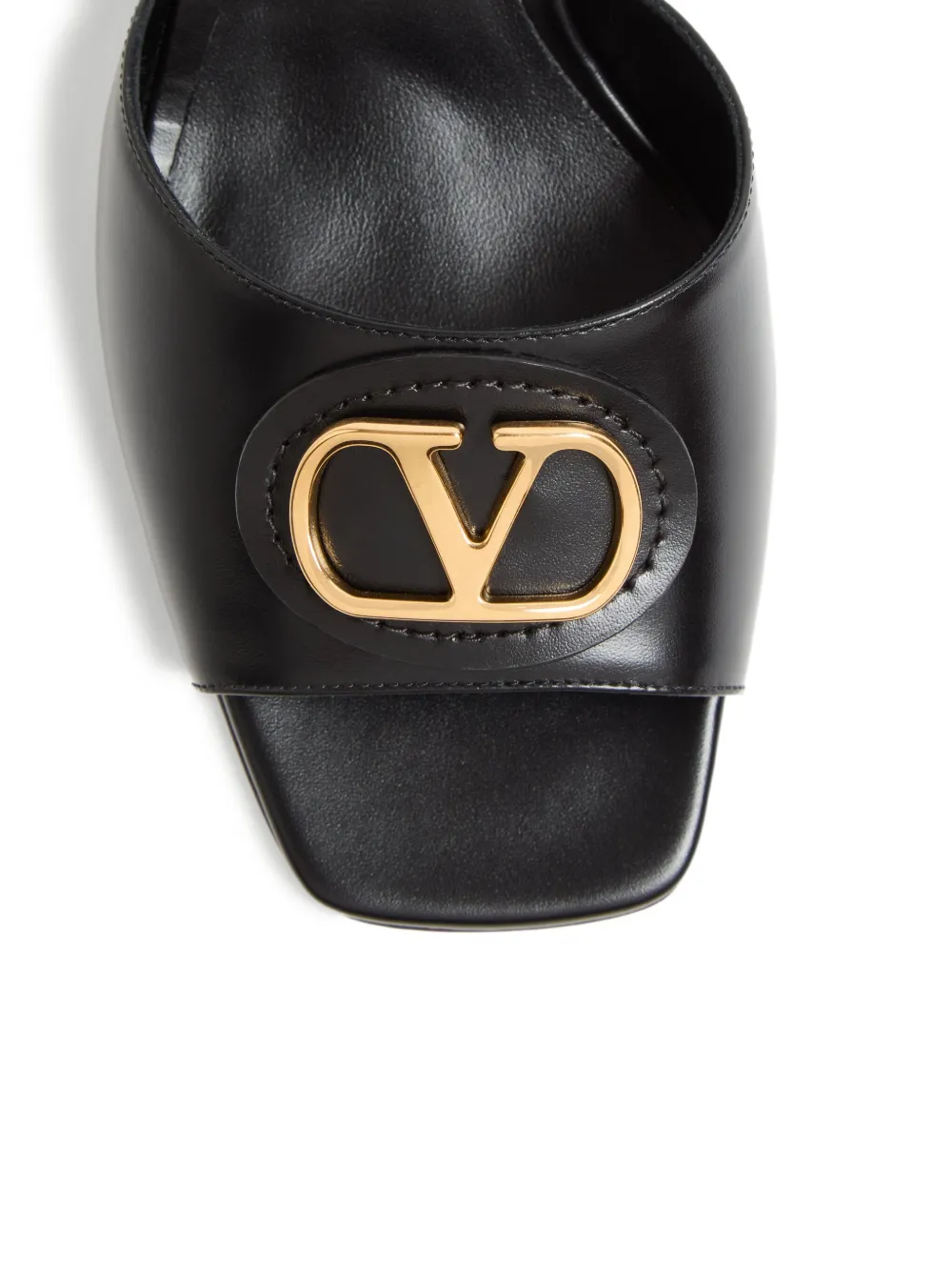 Valentino Black Vlogo Signature Slide Heeled Sandals In Animal Print