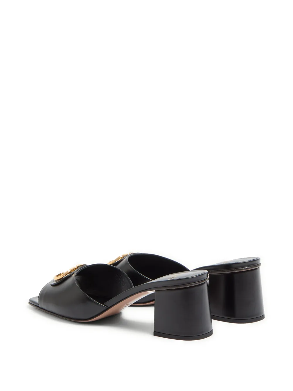 Valentino Black Vlogo Signature Slide Heeled Sandals In Animal Print