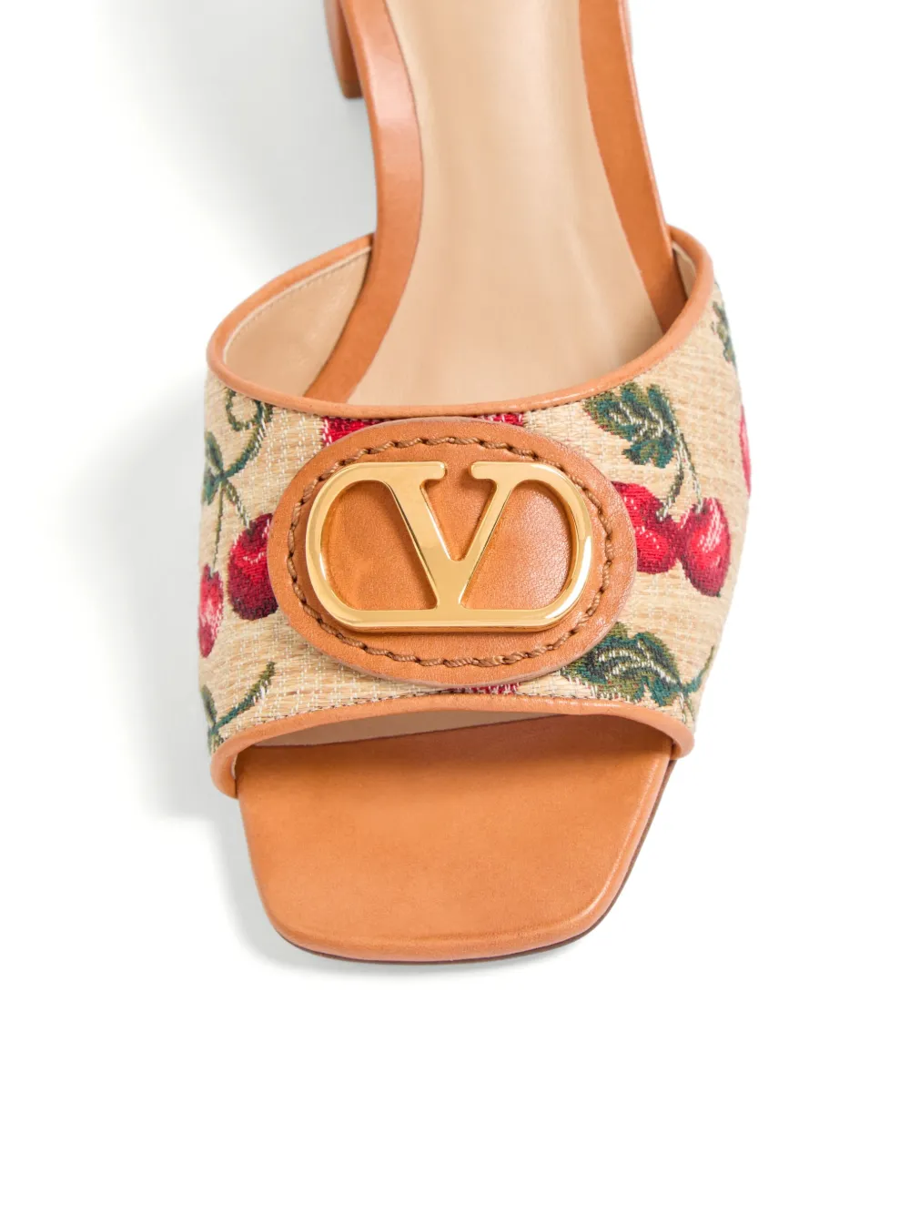 Valentino Garavani 60 mm Cherryfic muiltjes Beige