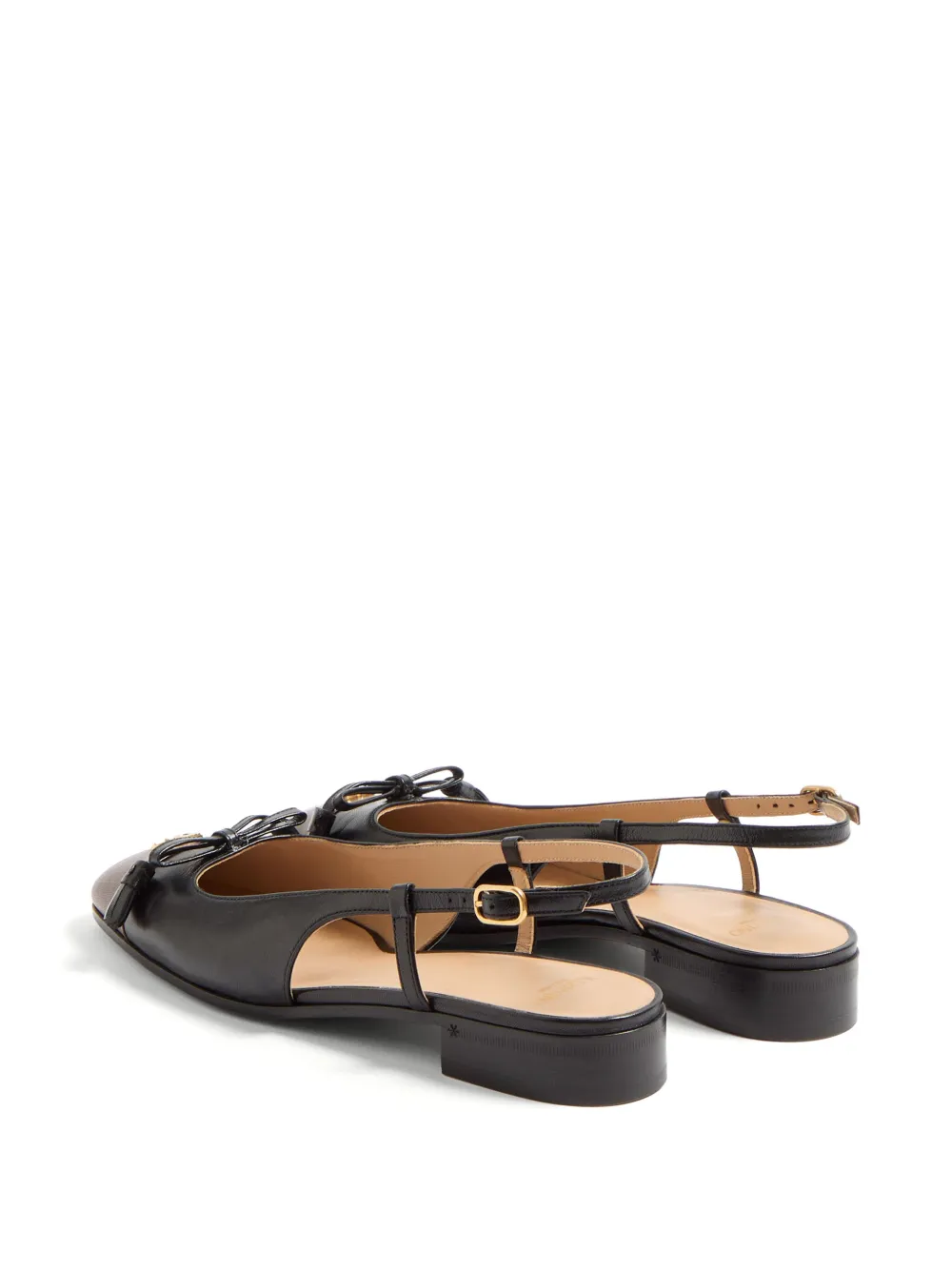 Valentino Valet Du Roi Leather Slingback Ballerina Flat In Black