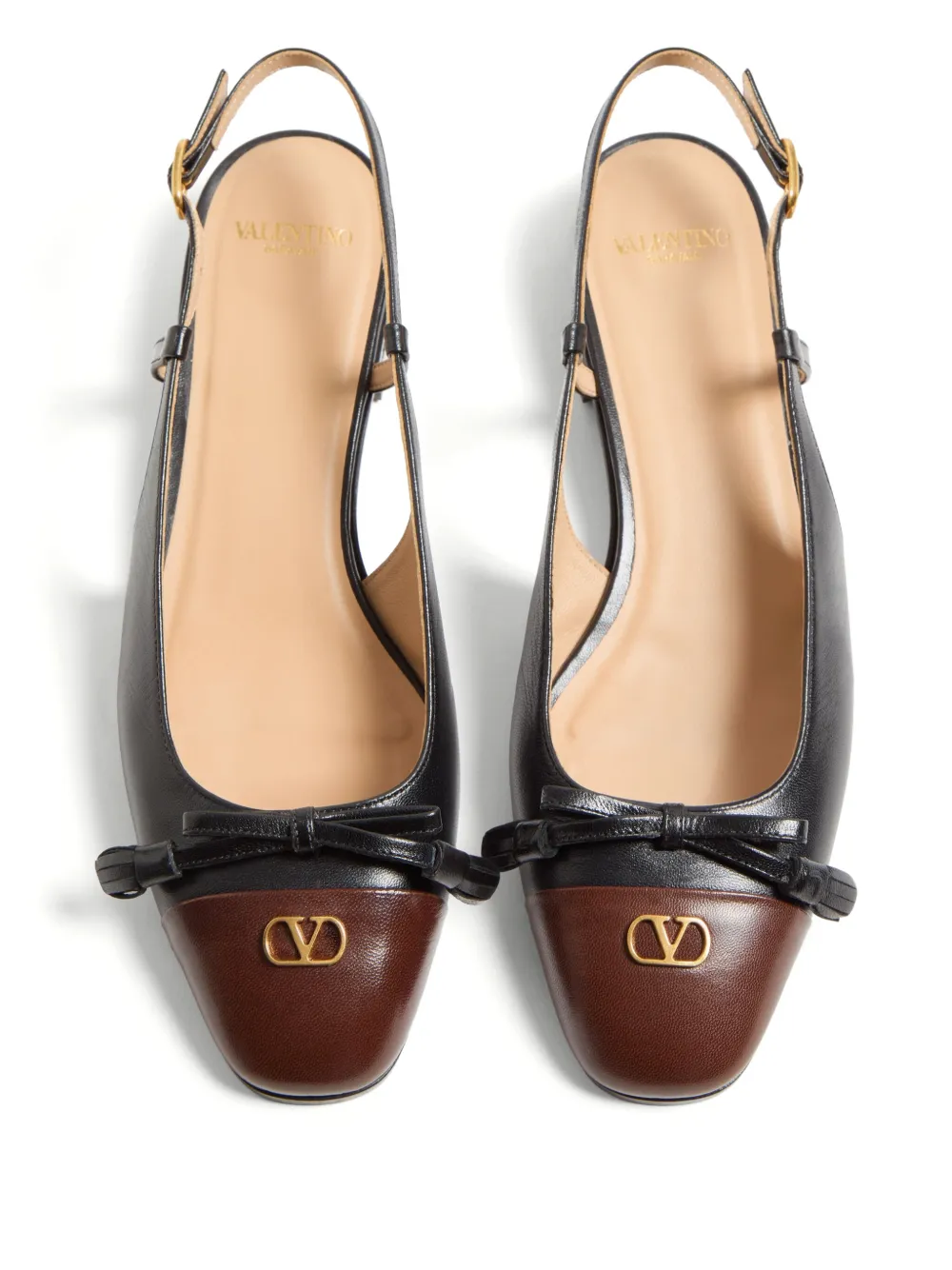 Valentino Valet Du Roi Leather Slingback Ballerina Flat In Black