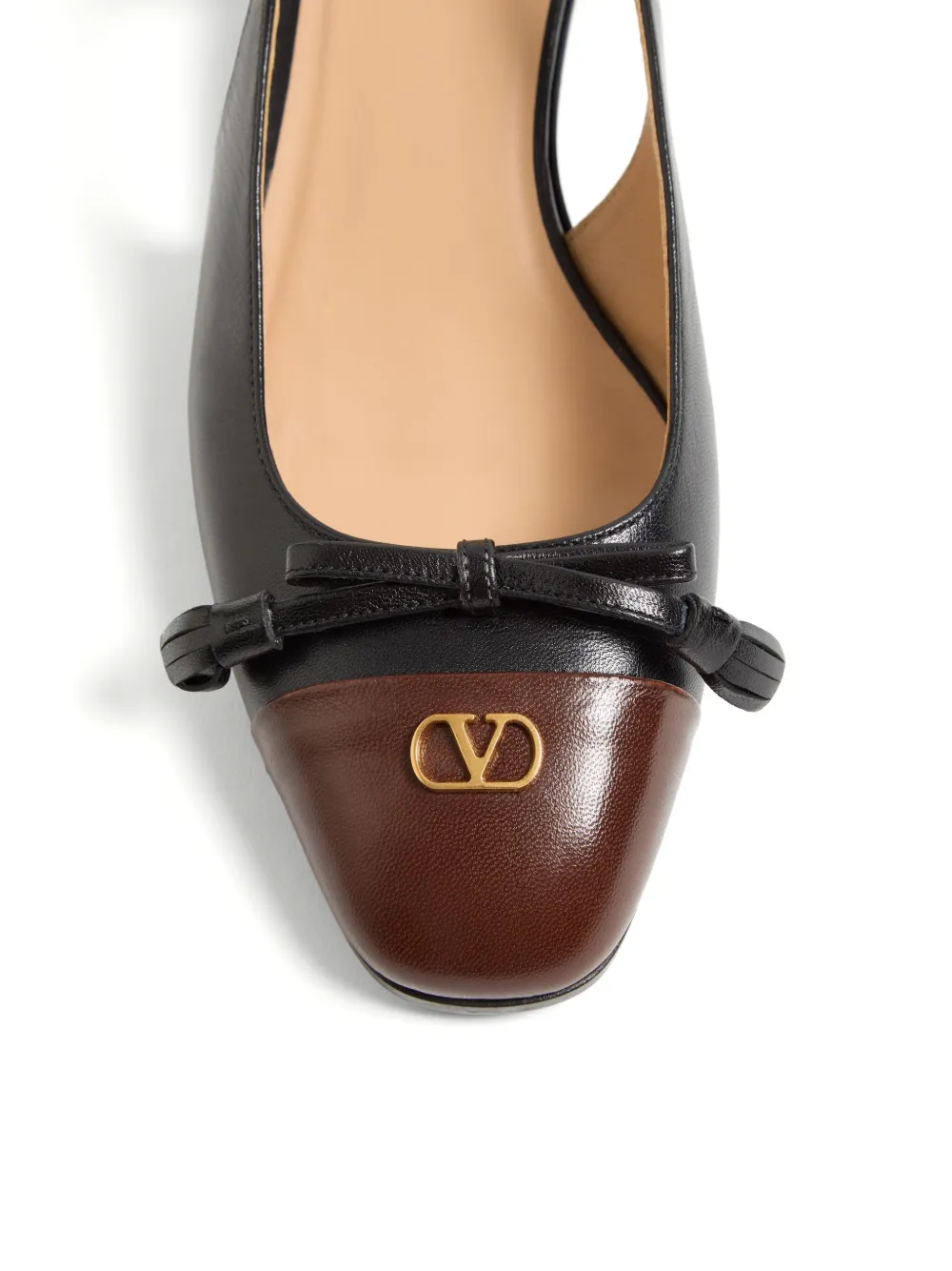 Valentino Valet Du Roi Leather Slingback Ballerina Flat In Black