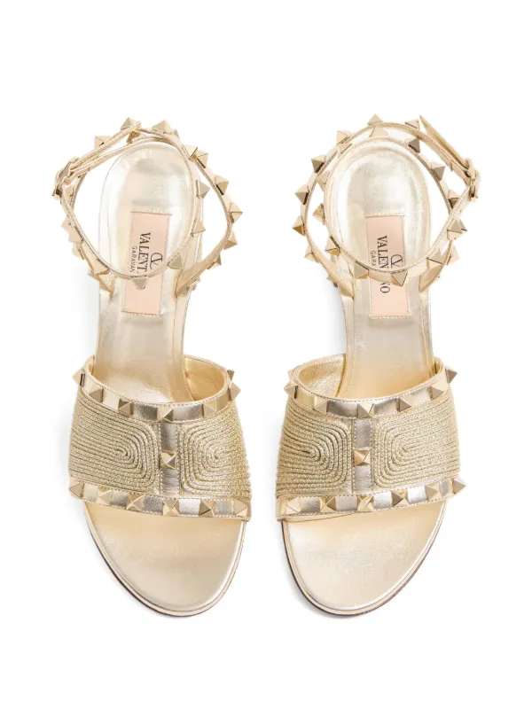 Valentino Garavani 60mm Rockstud Sandals | Gold | FARFETCH