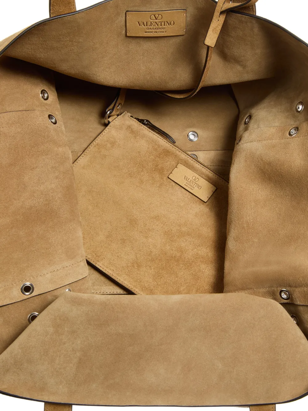 Valentino Nellcote Large Suede Leather Tote In Neutrals