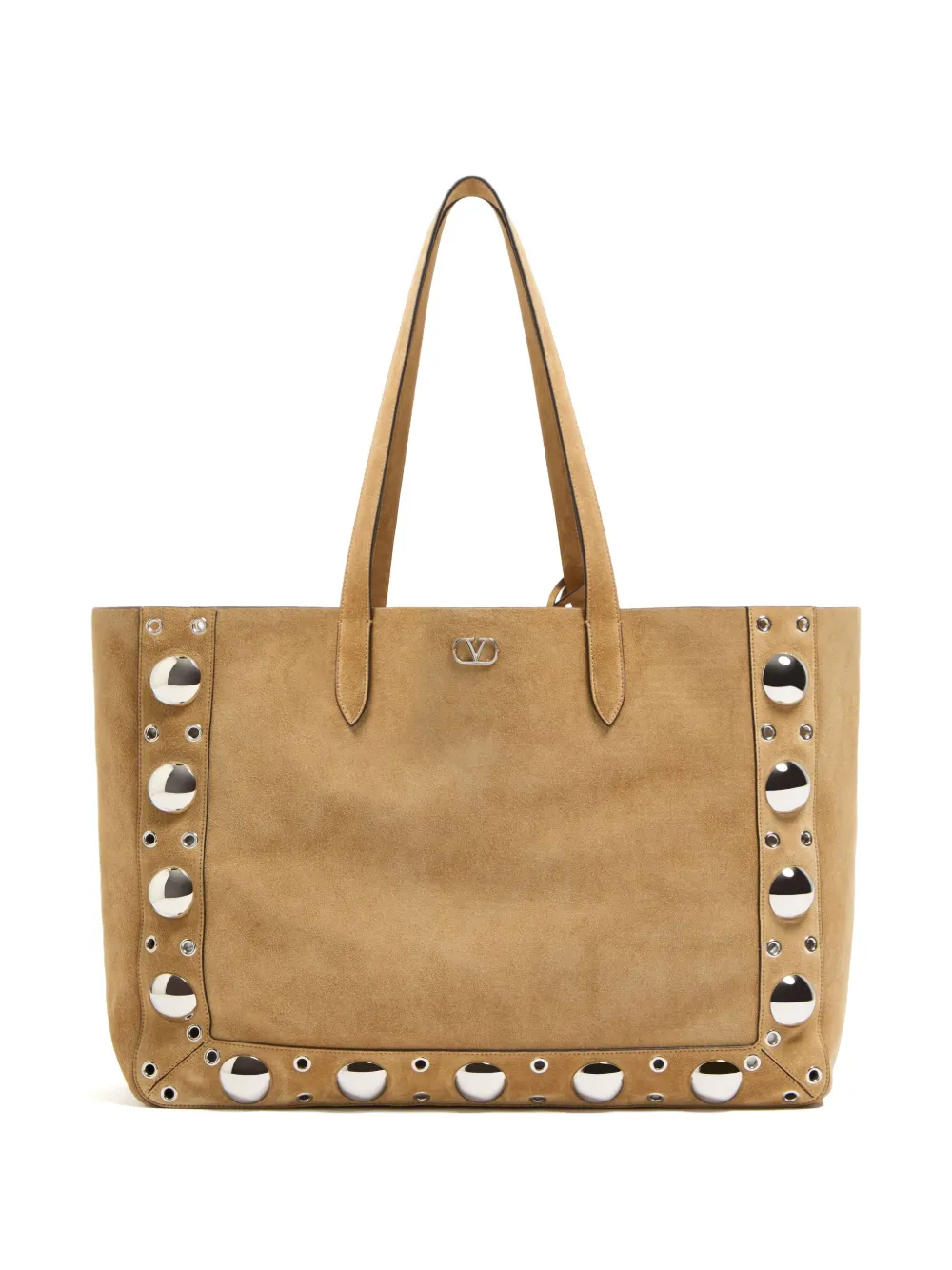 Valentino Garavani Nellcote Large Suede Leather Tote In Beige