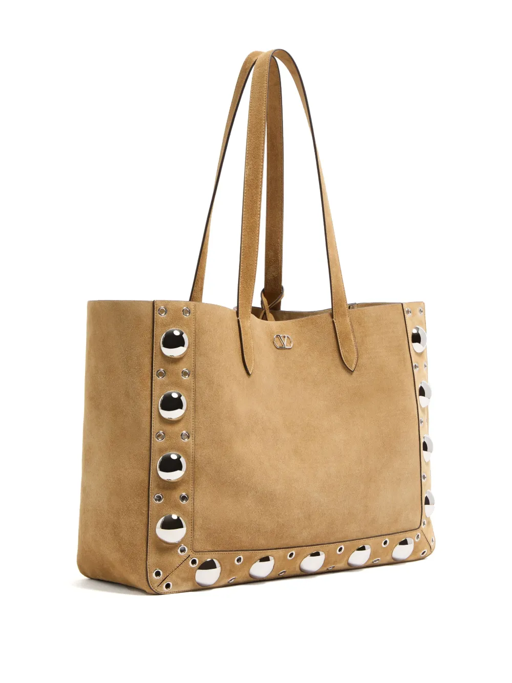 Valentino Nellcote Large Suede Leather Tote In Neutrals