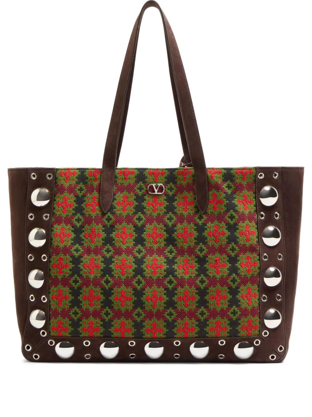 Valentino Nellcôte Big Shopping Bag With Dual Handles In Brown