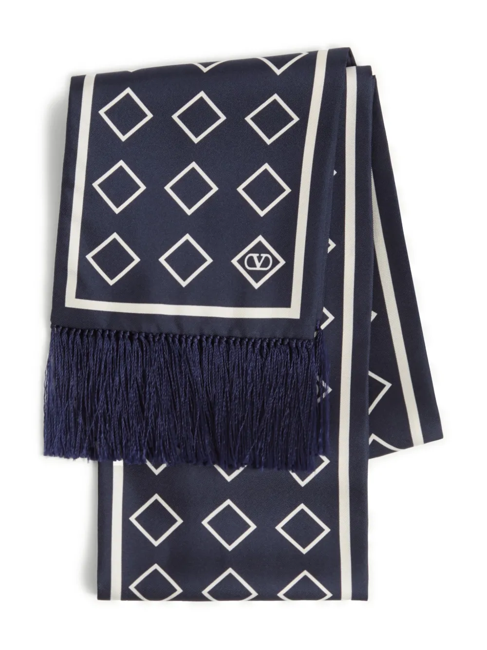 Valentino Garavani Opticool bandeau-sjaal met franje Blauw