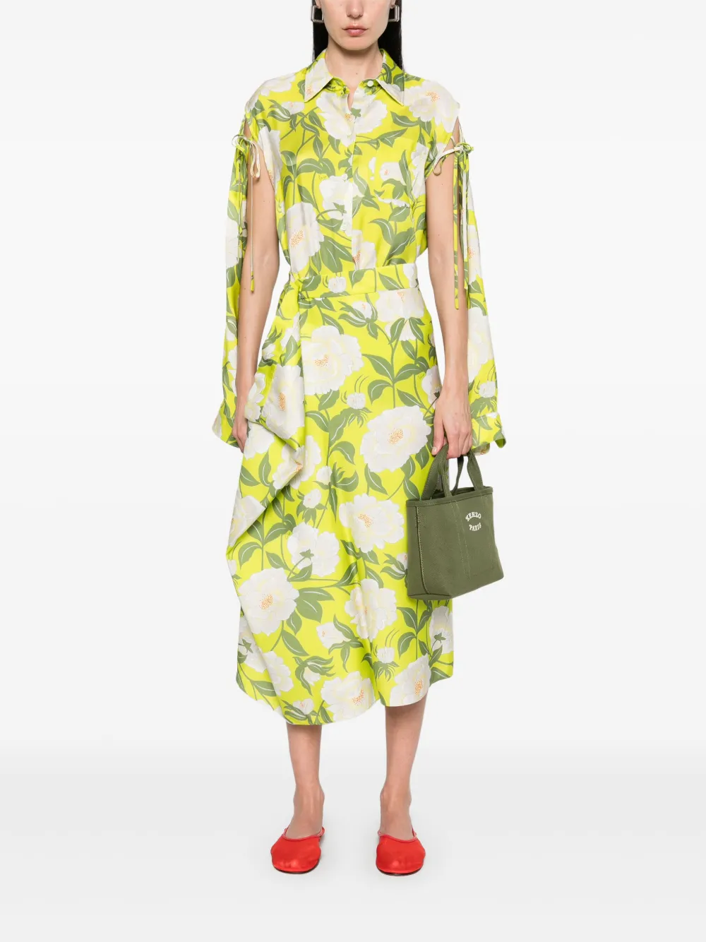 Kenzo 'Kenzo Peonies' midi skirt - Groen