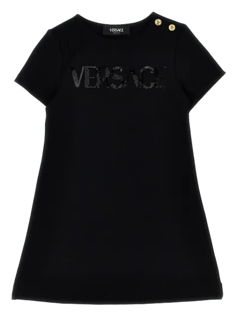 Versace Kids vestido con logo de lentejuelas