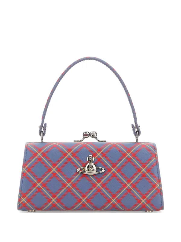 ★Vivienne Westwood★ Stone XL Frame Pulse Tote Bag Blue Ora Vivienne Westwood Extra Large Doll Frame Tote Bag | Blue