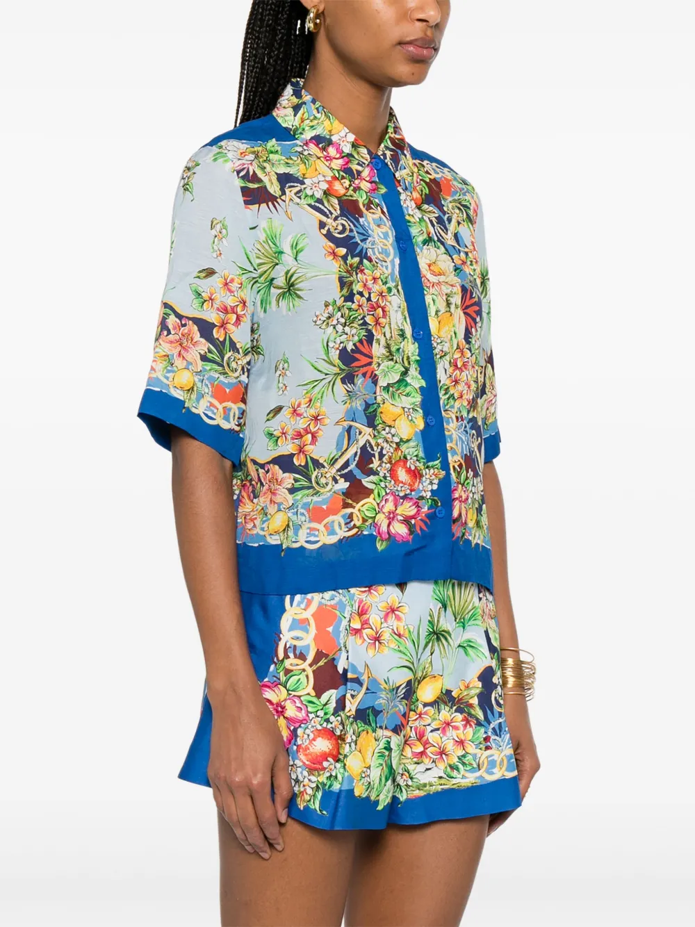 Maje Blouse met bloemenprint Blauw