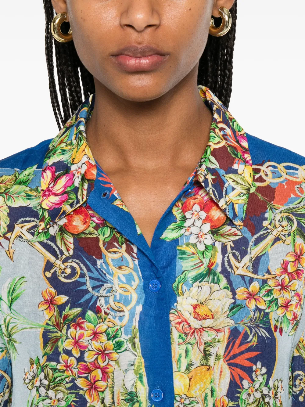 Maje Blouse met bloemenprint Blauw