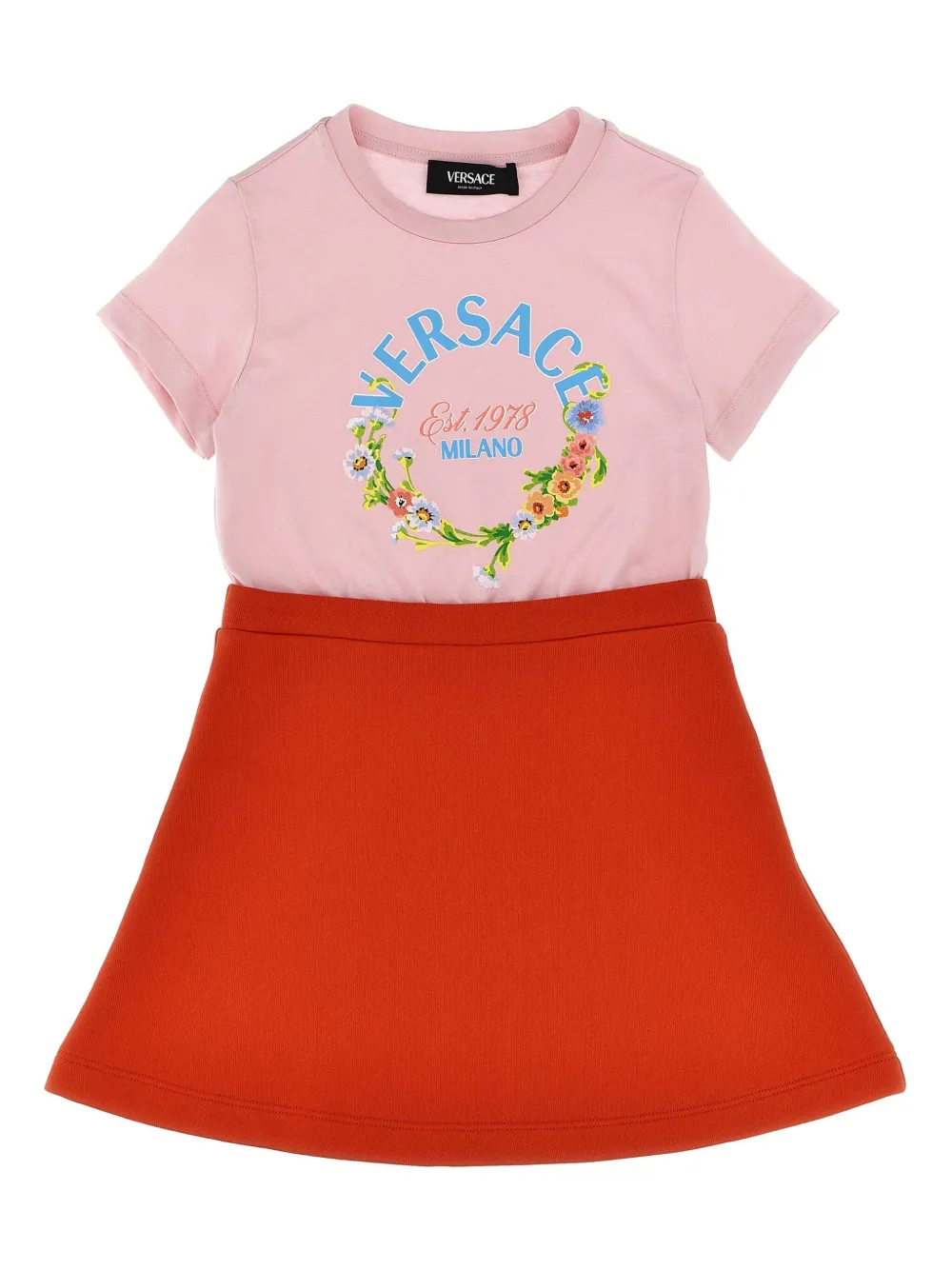 Versace Kids Jurk met logoprint Roze