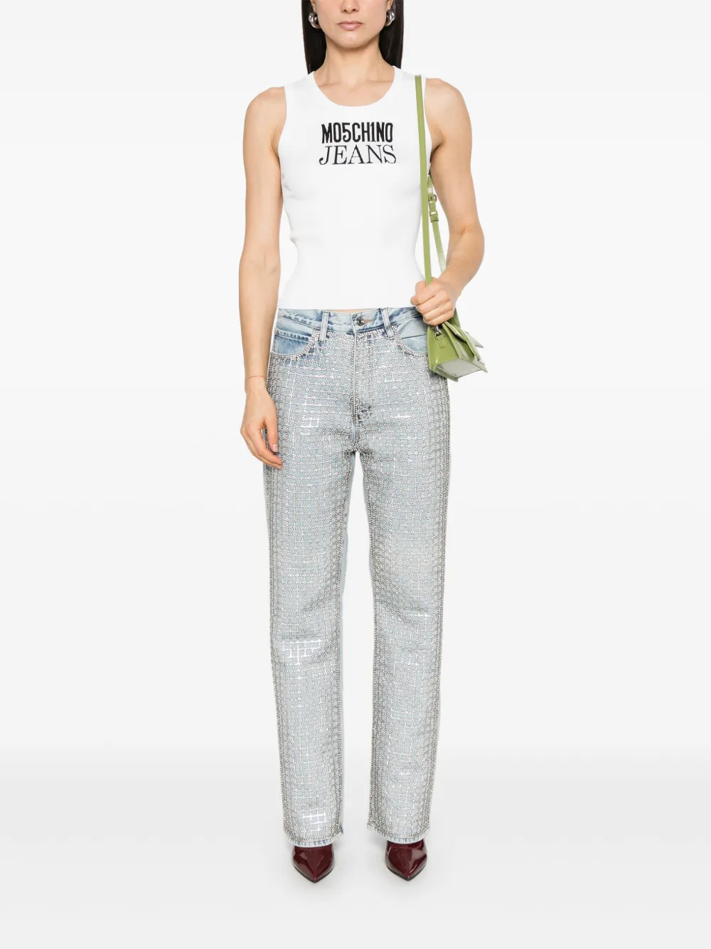 MOSCHINO JEANS Tanktop met logo-jacquard - Wit