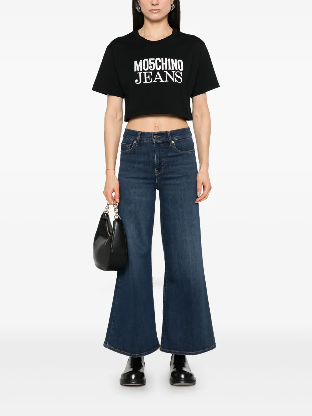 MOSCHINO JEANS T-shirt met logoprint - Zwart