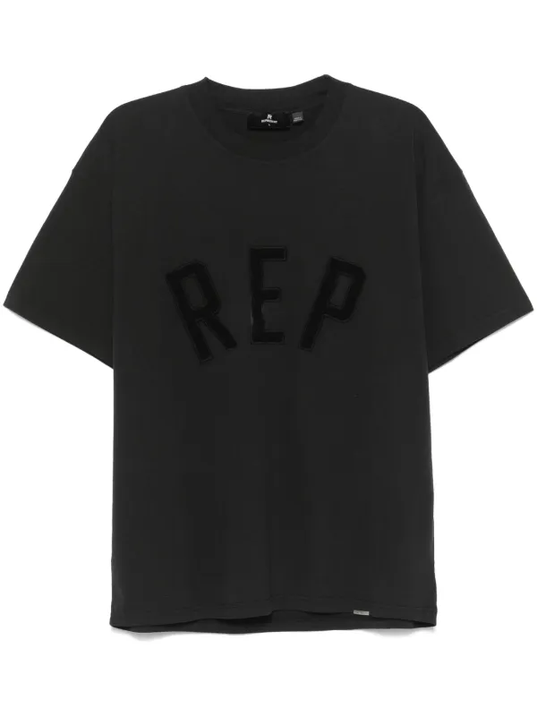 関税込み】Represent ブラック 'Rep' Applique Tシャツ