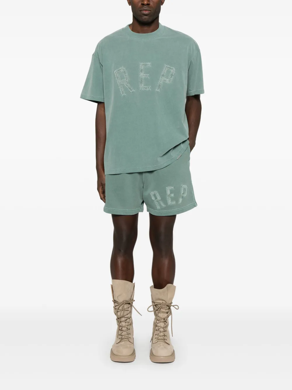 Represent T-shirt met logo-applicatie - Groen