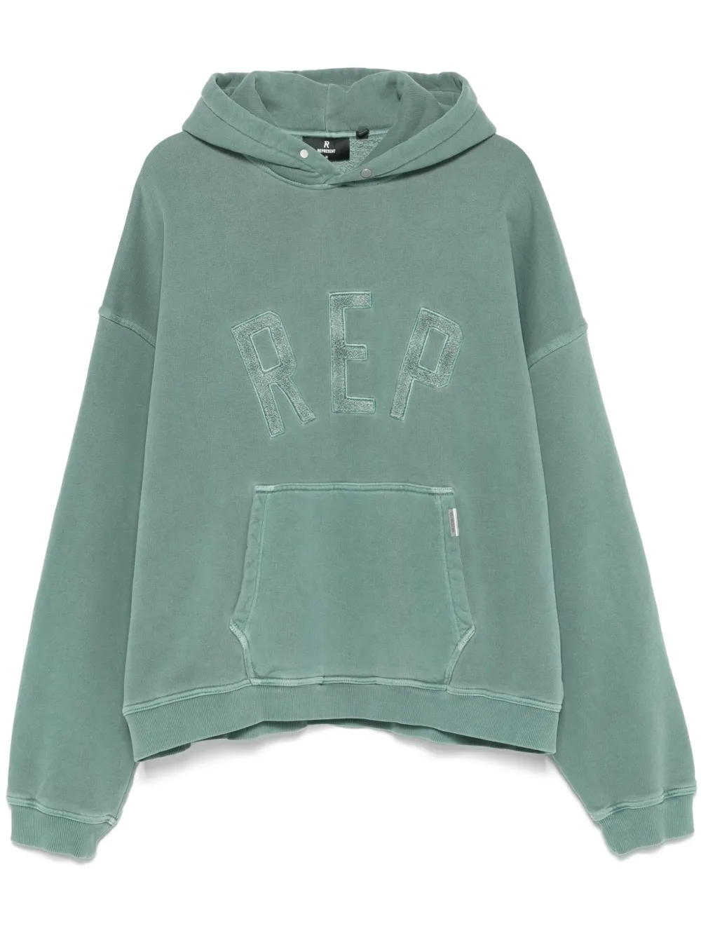 Represent logo-appliqué hoodie | Green | Image 1