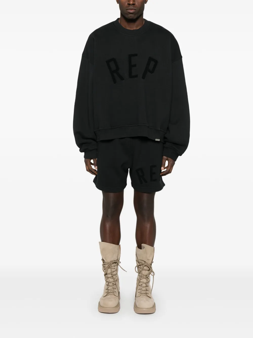 Represent Sweater met logopatch - Zwart